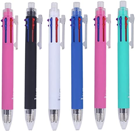 Ipienlee 5   1 Multifunctional Pens 5 Color 0.7 mm Ballpoint Multi Pen and 0.5 mm Mechanical Pencil in One Pen, Pack of 6