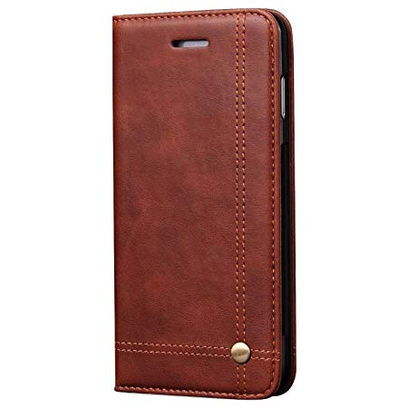 Pirum Magnetic Flip Cover for Apple iPhone 7 Plus iPhone 8 Plus Leather Case Wallet Slim Book Cover with Card Slots Cash Pocket Stand Holder - Brown