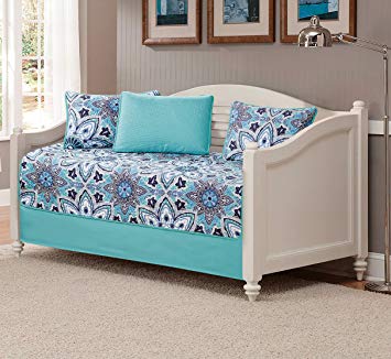 Fancy Linen 5pc Daybed Set Bed Cover with Flowers Turquoise Navy Blue Grey White New