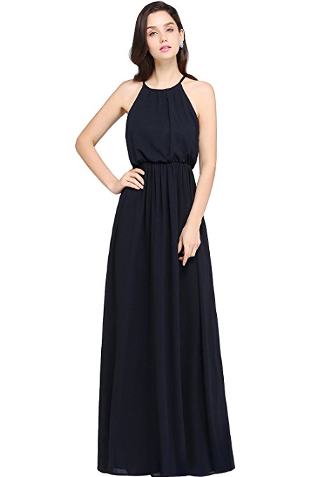 Babyonlinedress Halter Casual Maxi Dress Women's Chiffon Formal Evening Dress