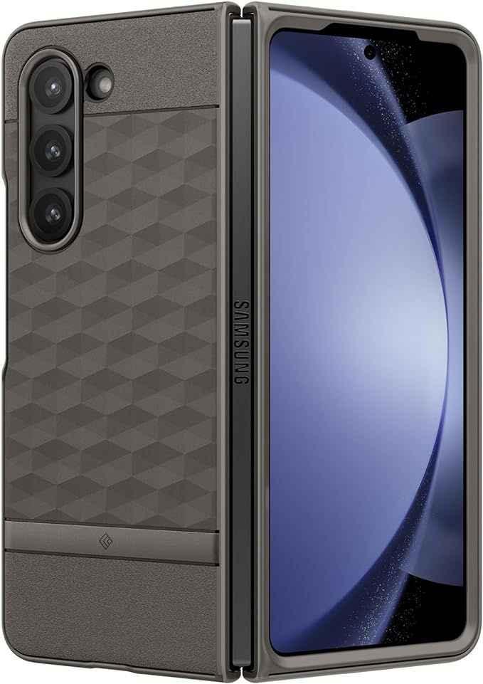 Caseology Parallax [3D Ergonomic Design] Full-Body Protective Case Compatible with Samsung Galaxy Z Fold 5 Case (2023) - Ash Gray