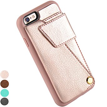 iPhone 6S Plus Card Holder Case, ZVE iPhone 6 Plus Wallet Case for Women, Durable Shockproof iPhone 6S Plus Case with Credit Card Slot Holder for iPhone 6 plus / 6s plus (5.5inch) - Rose Gold