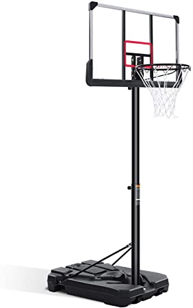 MARNUR Portable Basketball Hoop & Goal Basketball System Basketball Equipment with Height Adjustable 7ft 6in-10ft with 44 Inch Backboard & Wheels for Youth Kids Indoor Outdoor