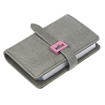 DKER PU Leather Credit Card Holder with Cute Bowknot - Book Style with 26 Card Slots - Grey