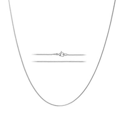 KISPER 24k White Gold Over Stainless Steel 1.2mm Box Chain Necklace, 14-30 inches