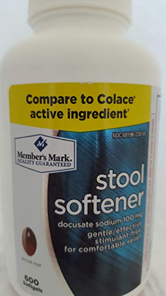 Members Mark formerly known as Simply Right Stool Softener 100mg Capsules (Compare to Colace), 600 count