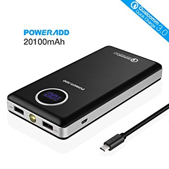 Poweradd Portable Charger Power [Qualcomm Quick Charge 3.0] Poweradd 20100mAh Portable Charger Power Bank (3.8A Output LG 18650 Battery) with Digital LED Display for Smartphones and Tablets, TI Protection System