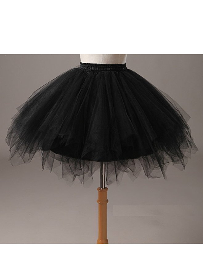 SI PEI Women's One Size Short Ballet Tulle Petticoat underskirt