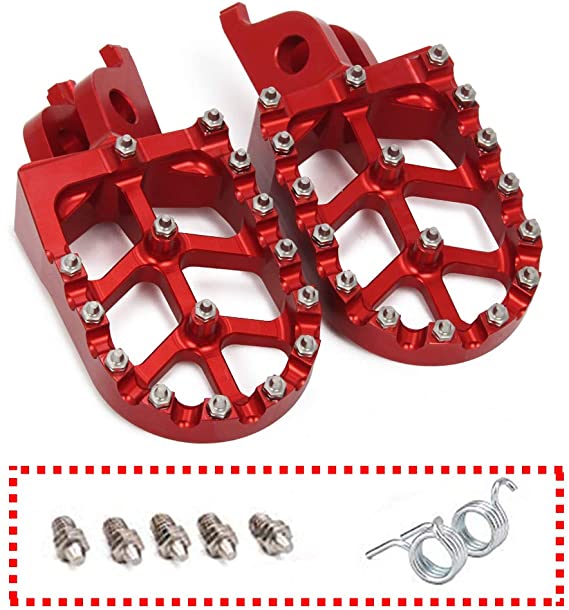 JFG RACING Red Billet MX Wide Foot Pegs Pedals Rests For For Honda CR125/250R 02-07/CRF150R 07-18 CRF250R 04-17/CRF250 X 04-17/CRF450R 02-18 CRF450RX 17-18 CRF450 X 05-17 CRF250L/M 12-17 CRF250RALLY