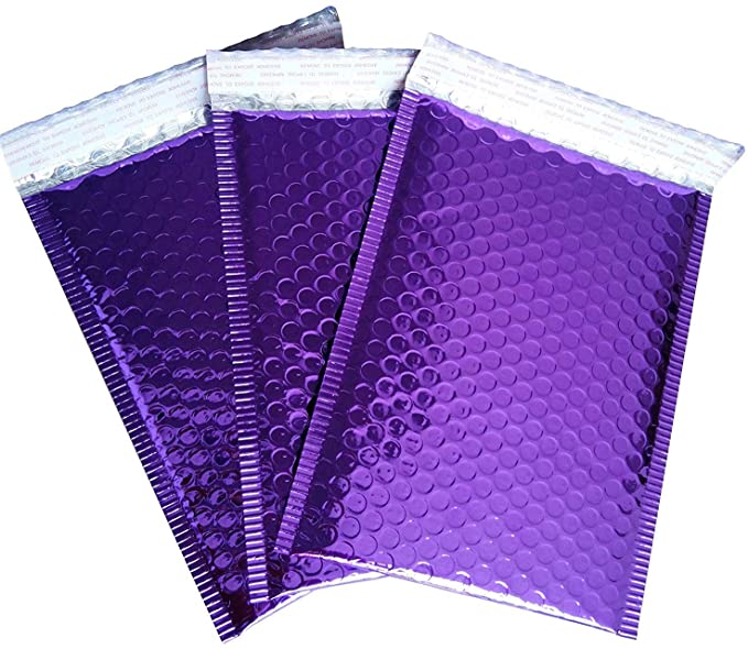 HOSL Metallic Padded Bubble Mailers shipping envelopes (Purple, 20Pack 6.25"(W) x 9.25"(L) (Inner))