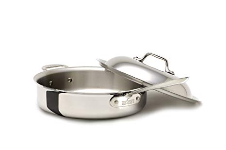 All-Clad 8701004085 Stainless Steel Tri-Ply Dishwasher Safe Saute and Simmer Pan/Cookware, 3-Quart, Silver