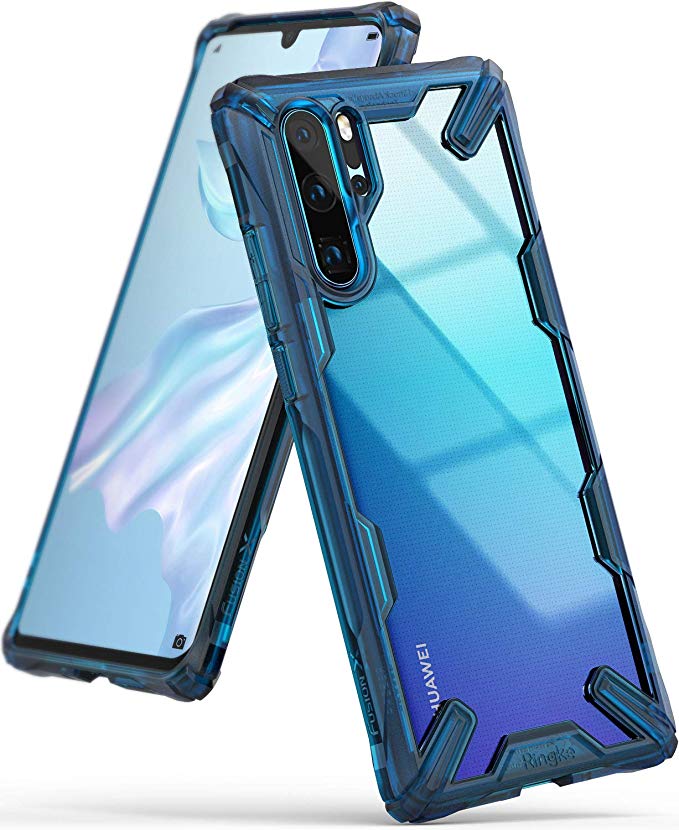 Ringke [Fusion-X] Compatible with Huawei P30 Pro Ergonomic Transparent [Military Drop Tested Defense] PC Back TPU Bumper Impact Resistant Protection Technology Cover Huawei P30 Pro Case - Space Blue