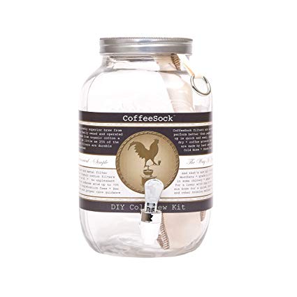 CoffeeSock ColdBrew Kit- Reusable Organic Cotton Filter and Jar (KIT 1G)