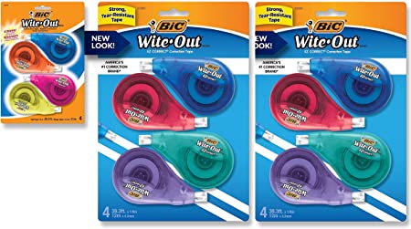 Wite-Out Brand EZ Correct Correction Tape, White, Fast, Clean & Easy To Use, Tear-Resistant Tape, 4-Count (2 pack)