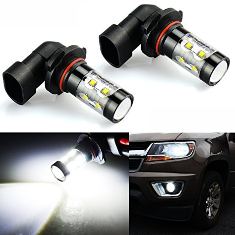 JDM ASTAR Extremely Bright All Size Max 50W High Power LED Bulbs for DRL or Fog Lights, Xenon White (9005)
