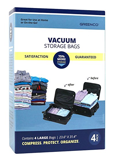 Greenco Vacuum seal, Space Saver Storage Bags - Large- 4 pack