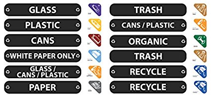 Rubbermaid Commercial Recycling Bin Labels, 1792975