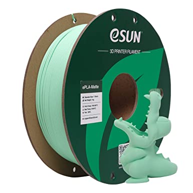 eSUN Upgraded Matte PLA Filament 1.75mm, Excellent Adhesion Matte 3D Printer PLA Filament,1KG Spool 3D Printing Filament for 3D Printers, Paper Reel, Mint Green