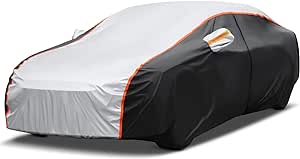 10 Layers Car Cover Waterproof All Weather for Automobiles Rain Snowproof UV Protection Windproof Outdoor Full Car Cover Car Snow Cover with Zipper Cotton, Universal Fit for Sedan (Up to 177 inch)