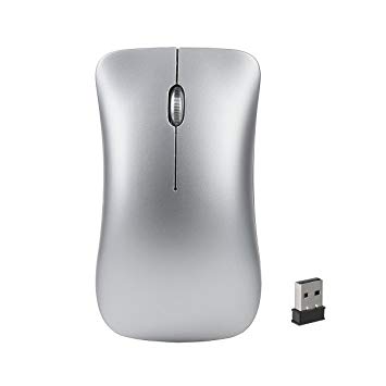 Rechargeable Wireless Mouse, Awxlumv 2.4G Mini Noiseless Optical Mice with Nano Receiver for Notebook, PC, Laptop, Computer, MacBook - Silver