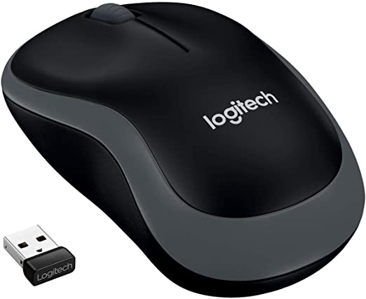 Logitech M185 Wireless Mouse, 2.4GHz with USB Mini Receiver, 12-Month Battery Life, 1000 DPI Optical Tracking, Ambidextrous PC / Mac / Laptop - Grey