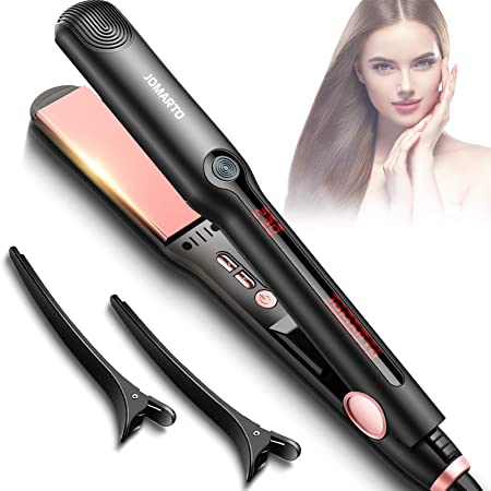 Straightener and Curler, JOMARTO 2 in 1 Hair Straightener Flat Iron with Ceramic Plate, Straightening Hairstyling Iron to Straightens & Curls, LCD Display and Adjustable Temperature, Travel Size