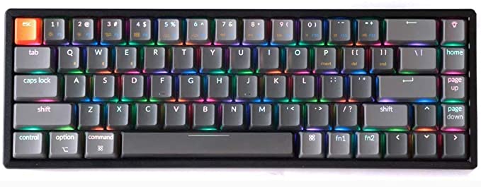 Keychron K6 68-Key Wireless Bluetooth/USB Wired Gaming Mechanical Keyboard, Compact 65% Layout RGB LED Backlit N-Key Rollover Aluminum Frame for Mac Windows, Gateron Blue Switch