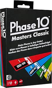 Mattel Games Phase 10 Masters Classic Card Game, Family Card Game Including 60 Phase Target Cards That Can Be Played in Any Order for 2-6 Players