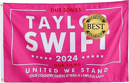 Taylor 2024 Flag 3x5 ft Pink Musician Flags for Fun Room College Dorm Bedroom Wall Tapestry Decor - Indoor and Outdoor Funny Concert Party Banner