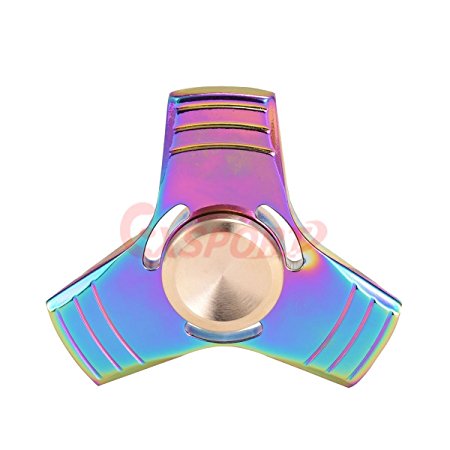 【2017 Upgraded】Colorful Triangle Spinner Rainbow Fidget Spinner Metal Material New Style EDC Hand Fidget Toy for High Speed Relieving ADHD, OCD, Anxiety