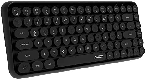 NACODEX 308I Wireless Bluetooth Keyboard, Compact 84 Keys Retro Round Keycaps Mini Keyboard, Portable Computer Keyboard with Quiet Chocolate Keys for Windows/iOS/Android (Black)