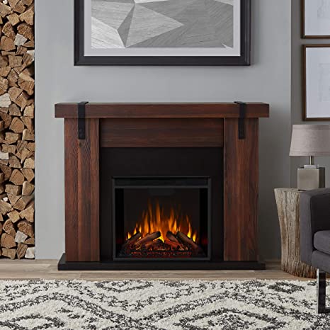 Real Flame Aspen Electric Fireplace, 48.5” L x 13.5” W x 38.19” H, Chestnut Barn Wood