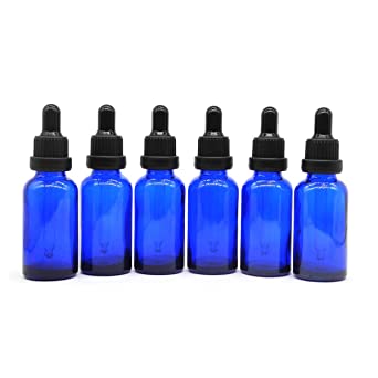 Yizhao 1oz Glass Dropper Bottle, 30ml Blue Glass Tincture Bottles with [Glass Eye Dropper], for Essential Oils,Travel, Aromatherapy, Laboratory, Chemicals, Pharmacy–6 Pcs