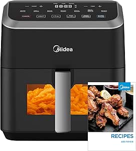 Midea Air Fryer 5.5 Quart with See-Thru Window, Heatexpress Rapid Air Technology, and 9 Preset Menus for Quick and Easy Meals