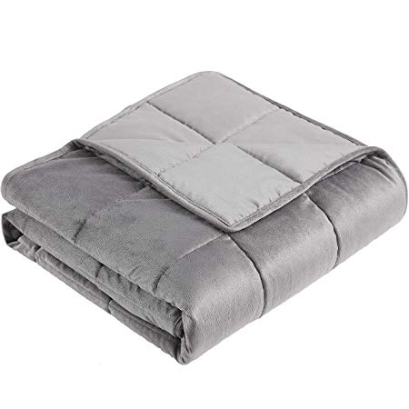 EXQ Home Plush Weighted Blanket for Adult 12 lbs Twin Size Grey Heavy Blanket with Premium Glass Beads (Anti-Dirty,Anti-mite,Incredible Touch)