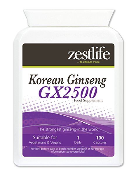 Zestlife Korean (Panax) Ginseng GX2500/ 100 Capsules | A Rejuvenating Tonic that Promotes Vitality ~ Stamina and Improved Concentration. * On Special Offer*