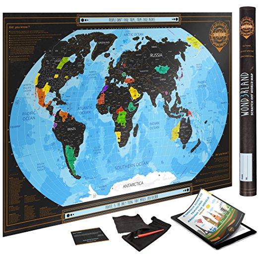 Scratch Map with US States – Premium Scratch Off World Map Travel Edition - Detailed Travel Tracker Map - Ideal Gift Packaging - BONUS Complete Accessories Set   Unique eBook