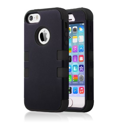 iPhone 5 CaseiPhone 5S Case BENTOBEN 3 in 1 Hard Plastic Shell Silicone Hybrid iPhone 5 Cases Shock Proof Drop Resistance Anti-slip Cover for iPhone 5 5S BlackBlack