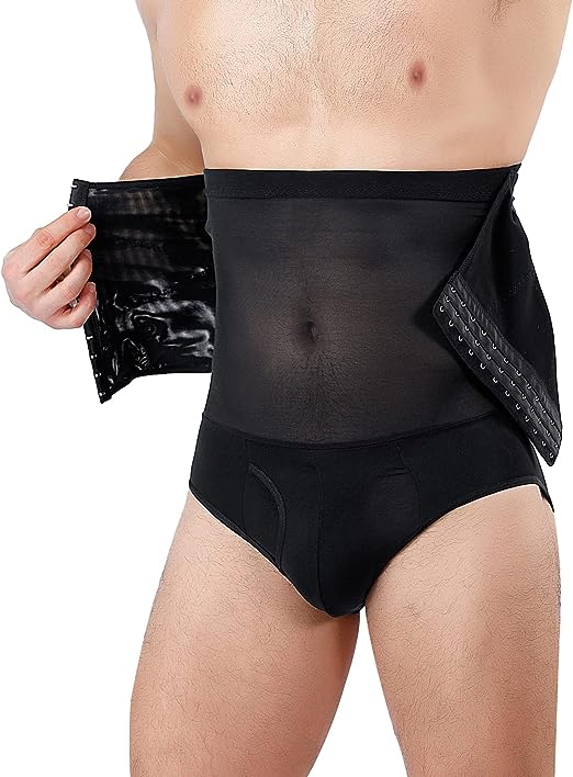 Panegy Mens Corset Tummy Control Steel Boned Waist Trainer Trimmer Belt