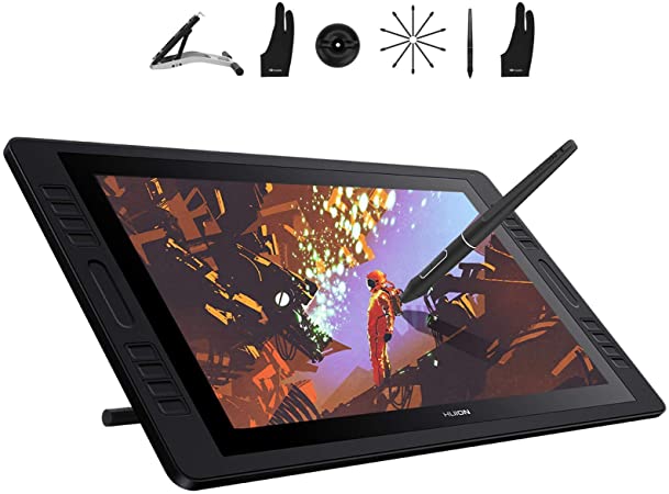 2019 Huion KAMVAS Pro 20 Drawing Display-19.5 Inch- Battery-Free Digital Pen PW507, Replacement Pen Nibs 10 PCS with Pen Holder, Black Artist Glove 2 PCS, Mounted Stand Included