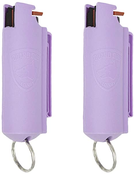 Guard Dog Security Pepper Spray Keychain for Women - Self Defense and Maximum Police Strength - 16-feet Range - Lilac 2 Pack
