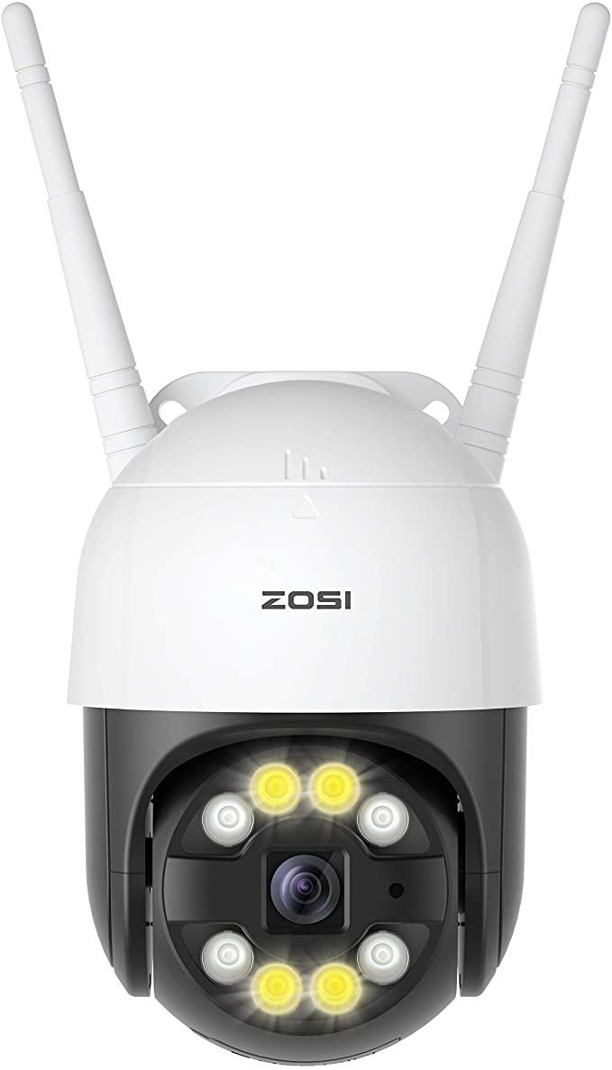 ZOSI C289 1080P WiFi Pan/Tilt Outdoor Security Camera, Home Surveillance PTZ IP Camera Support Smart Light, Color Night Vision, 2-Way Audio, Motion Detection, Phone Remote, Waterproof Setting