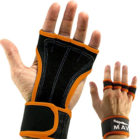 Leather Padding Cross Training Gloves with Wrist Support for WODs & Gym Workouts