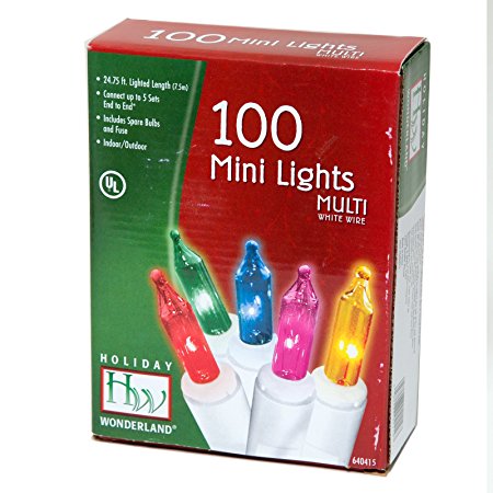 Noma/Inliten 100-count Multi Color Christmas Light Set White Wire