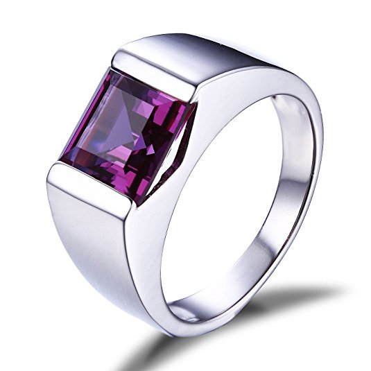 Jewelrypalace Men's 3.4ct Square Created Alexandrite Sapphire 925 Sterling Silver Ring