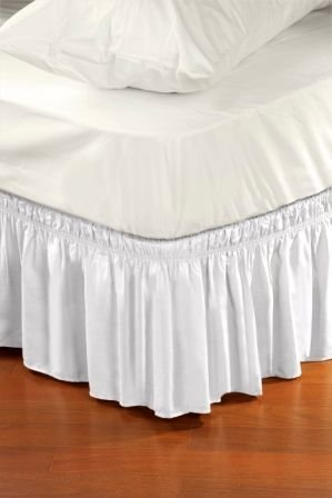 Adorable Bedding Dust Ruffle - 16 inch Cotton Bed Skirt, Queen - White