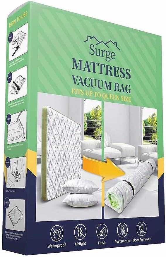 Mattress Vacuum Storage Bags - 4 pack (1x Mattress Vacuum Bag 1x Duvet Vacuum Bag 2x Pillow Vacuum Bag) Straps included heavy duty for moving Mattress