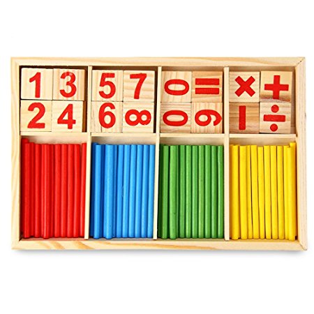 Robolife Number Cards and Counting Rods ,Montessori Math Intelligence Stick Preschool Educational Toys for Kids 3