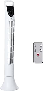 HOMCOM Ventilateur colonne silencieux 40W minuterie 3 Vitesses 3 Modes télécommande Oscillant à 70° panneau contrôle tactile ventilateur sur pied chambre hauteur 91,5 cm blanc