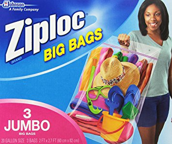 Ziploc Big Bag Double Zipper Jumbo Big Bags, 3 Count